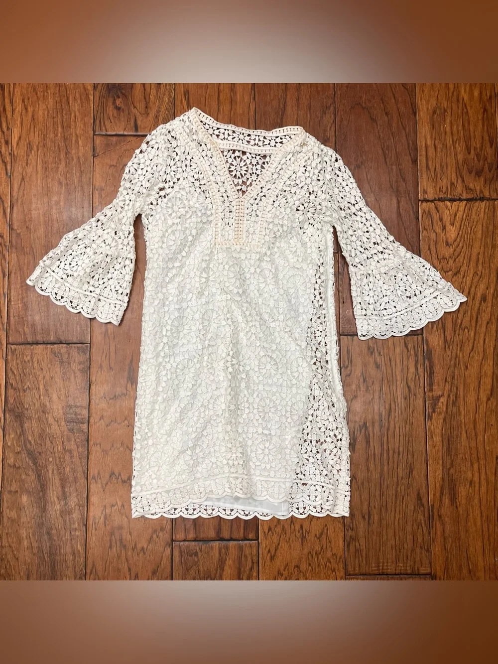 Kate spade new York California dreaming crochet lace bell sleeve dress